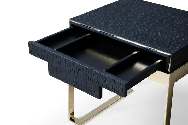 Athena &amp; Rothsay - Modern Grey Fabric + Wenge + Gold Bedroom Set