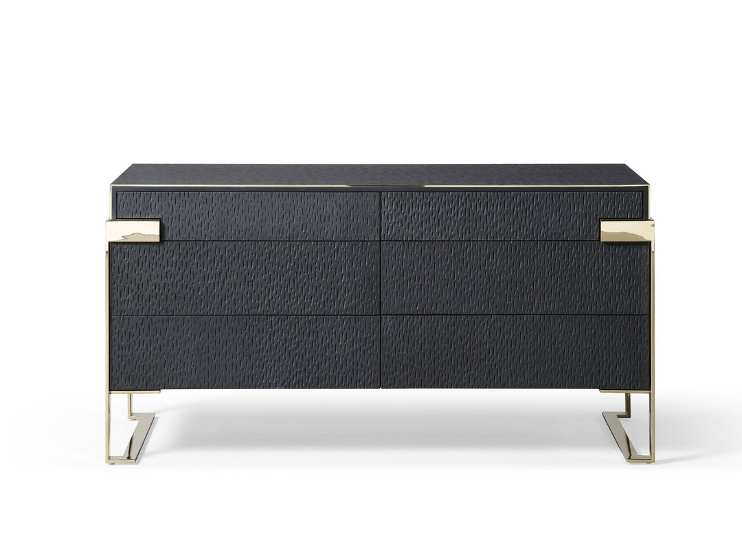 Athena & Rothsay - Modern Grey Fabric + Wenge + Gold Bedroom Set
