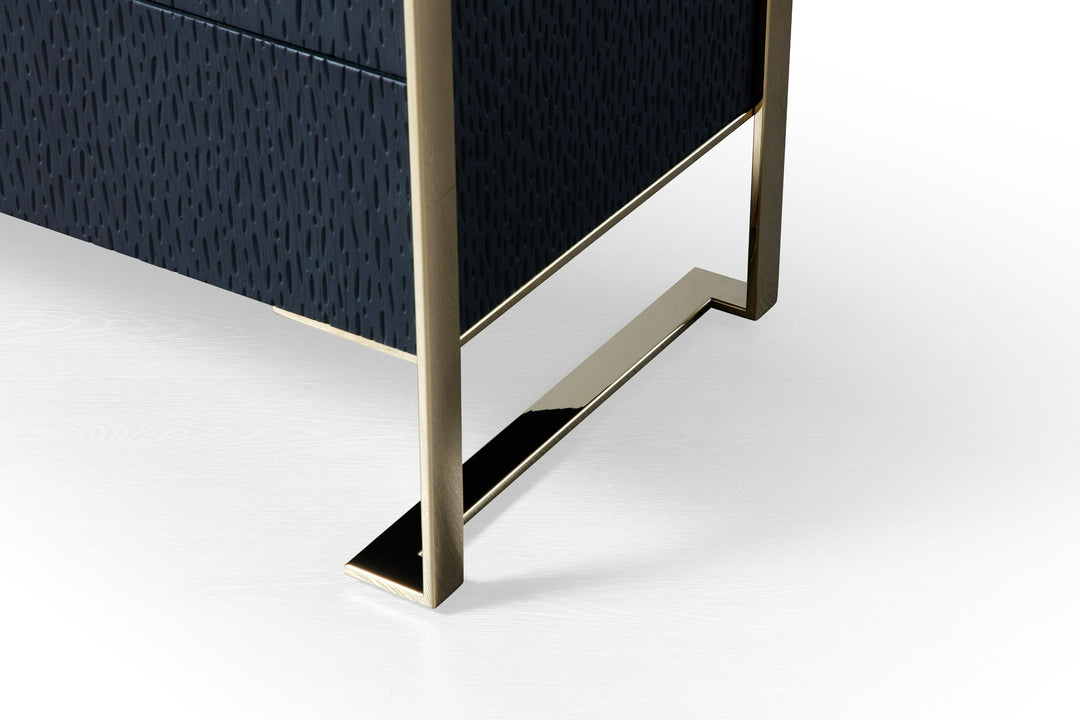 Athena & Rothsay - Modern Grey Fabric + Wenge + Gold Bedroom Set