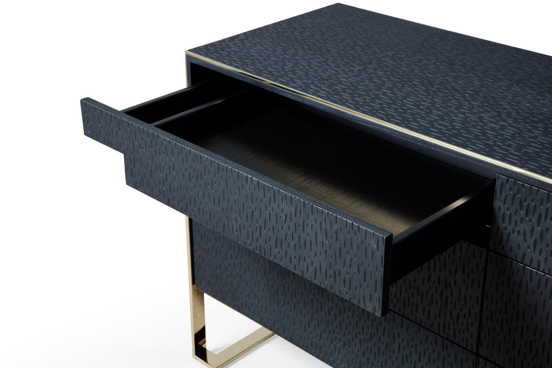 Athena & Rothsay - Modern Grey Fabric + Wenge + Gold Bedroom Set