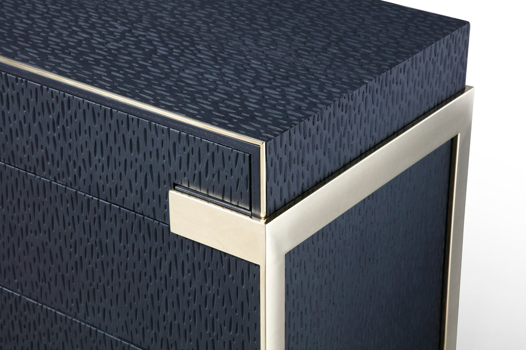 Athena & Rothsay - Modern Grey Fabric + Wenge + Gold Bedroom Set
