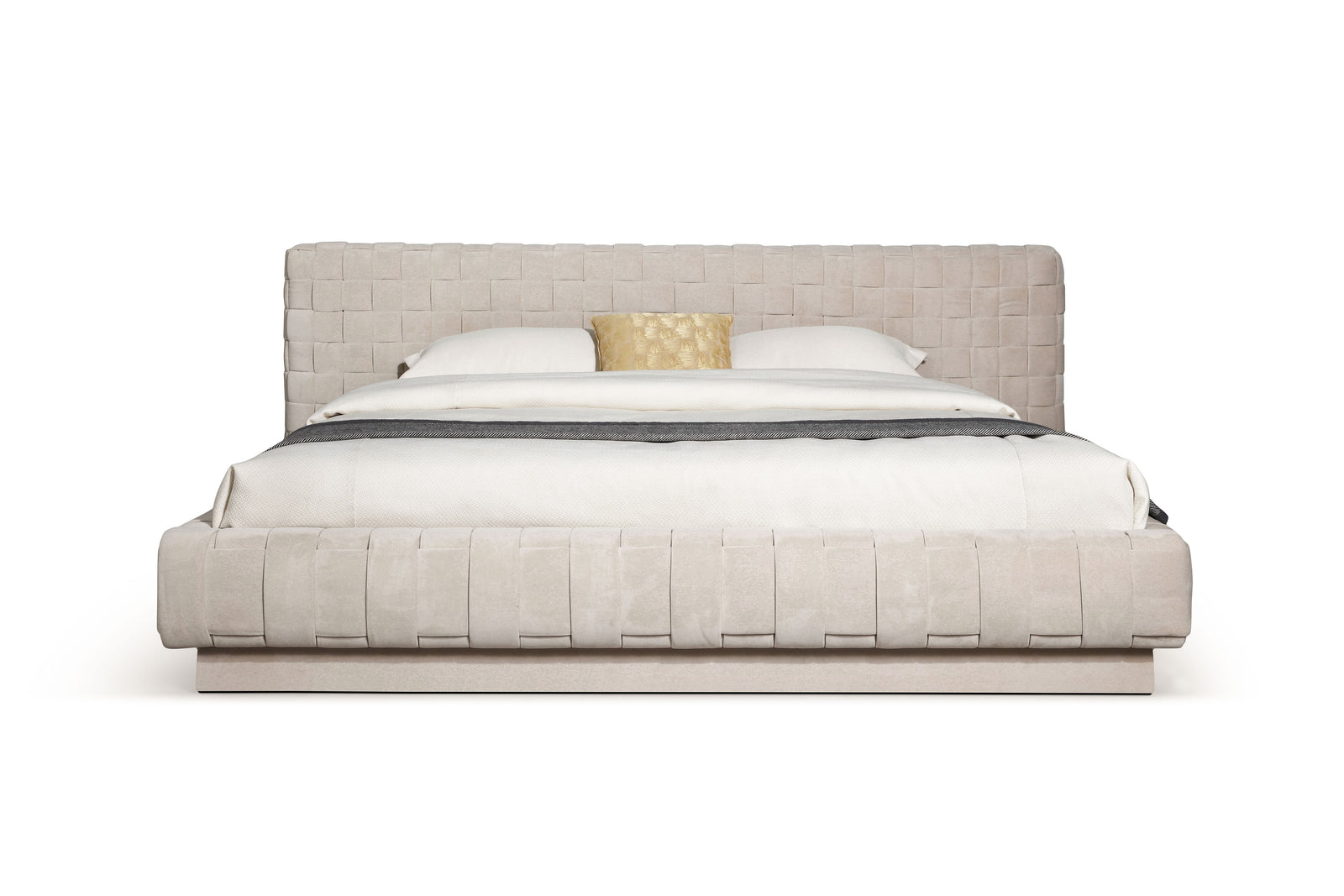 Eastern King Modrest Concord - Modern Light Grey Velvet Bed