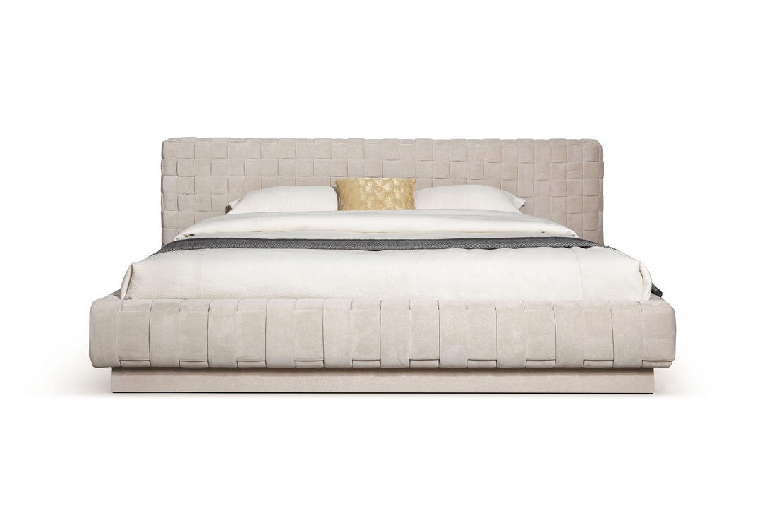 Eastern King Modrest Concord - Modern Light Grey Velvet Bed