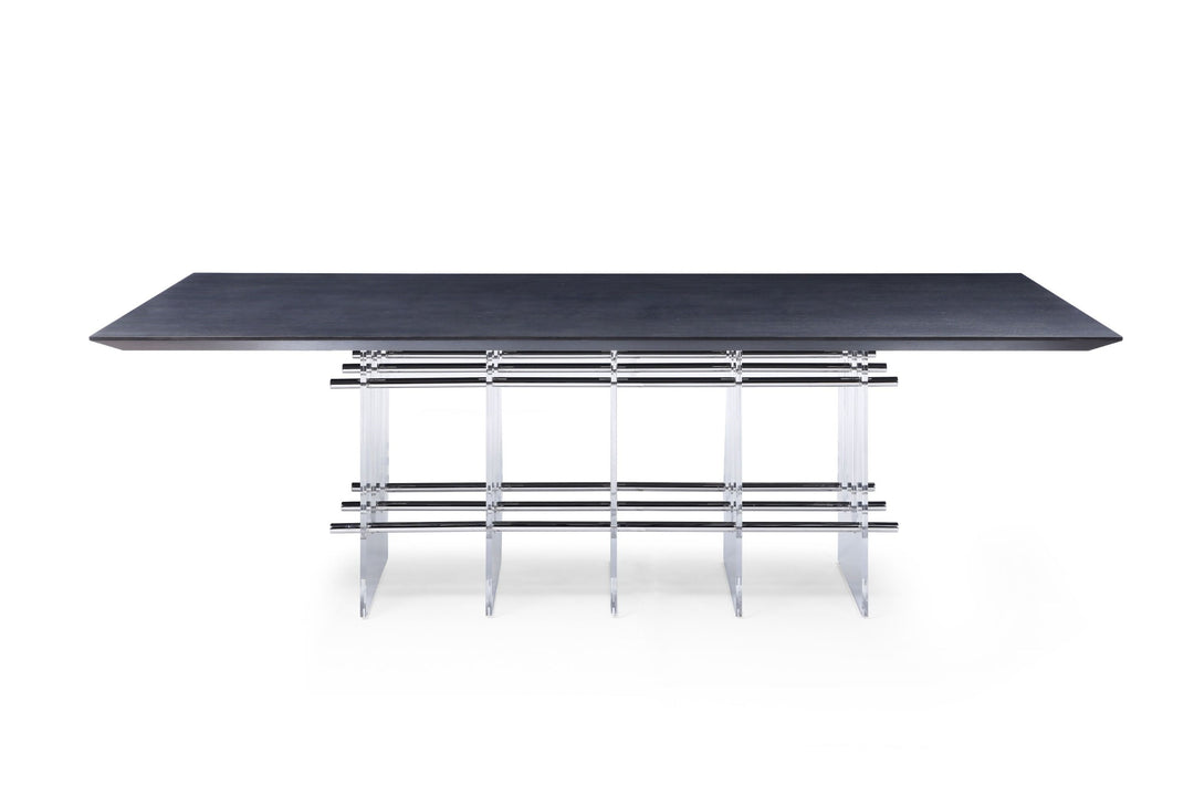 Inverness - Contemporary Black Oak + Acrylic Dining Table