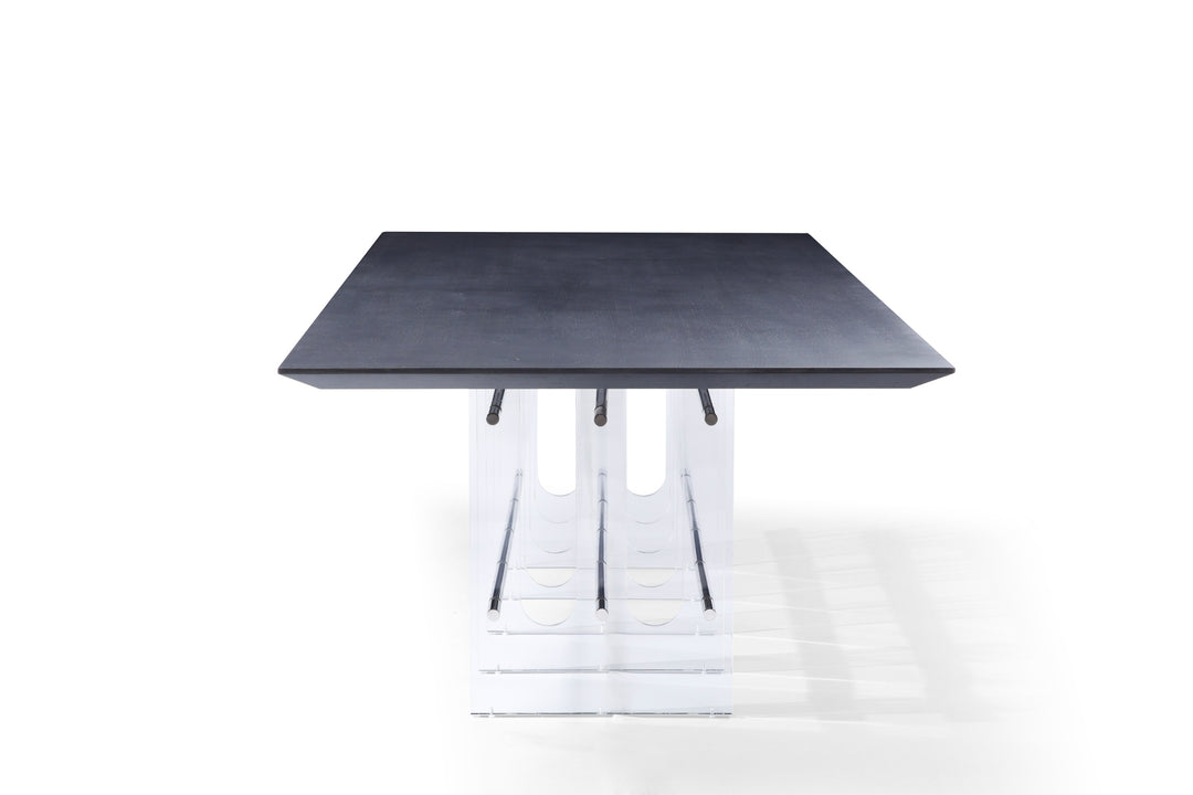 Inverness - Contemporary Black Oak + Acrylic Dining Table