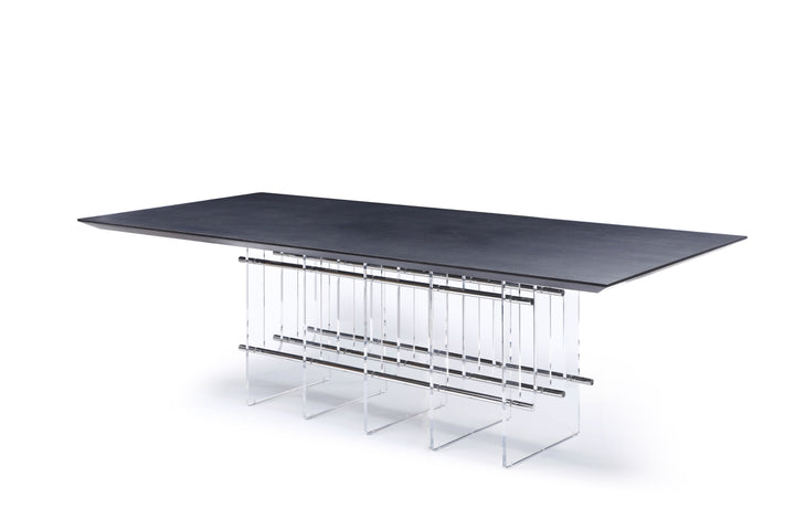 Inverness - Contemporary Black Oak + Acrylic Dining Table