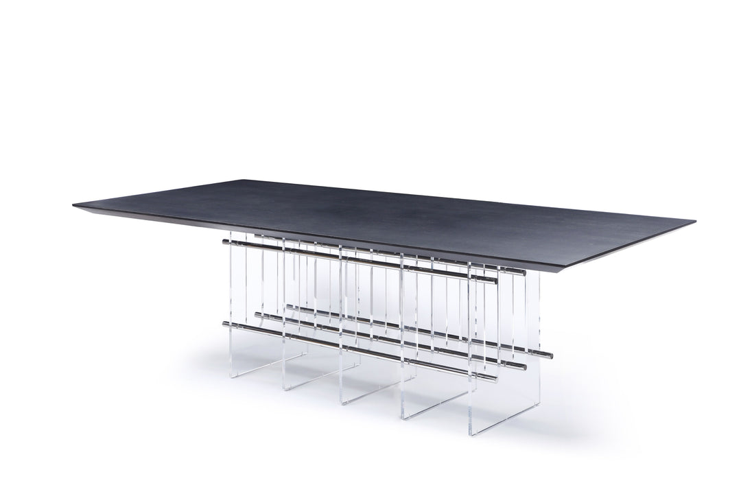 Inverness - Contemporary Black Oak + Acrylic Dining Table
