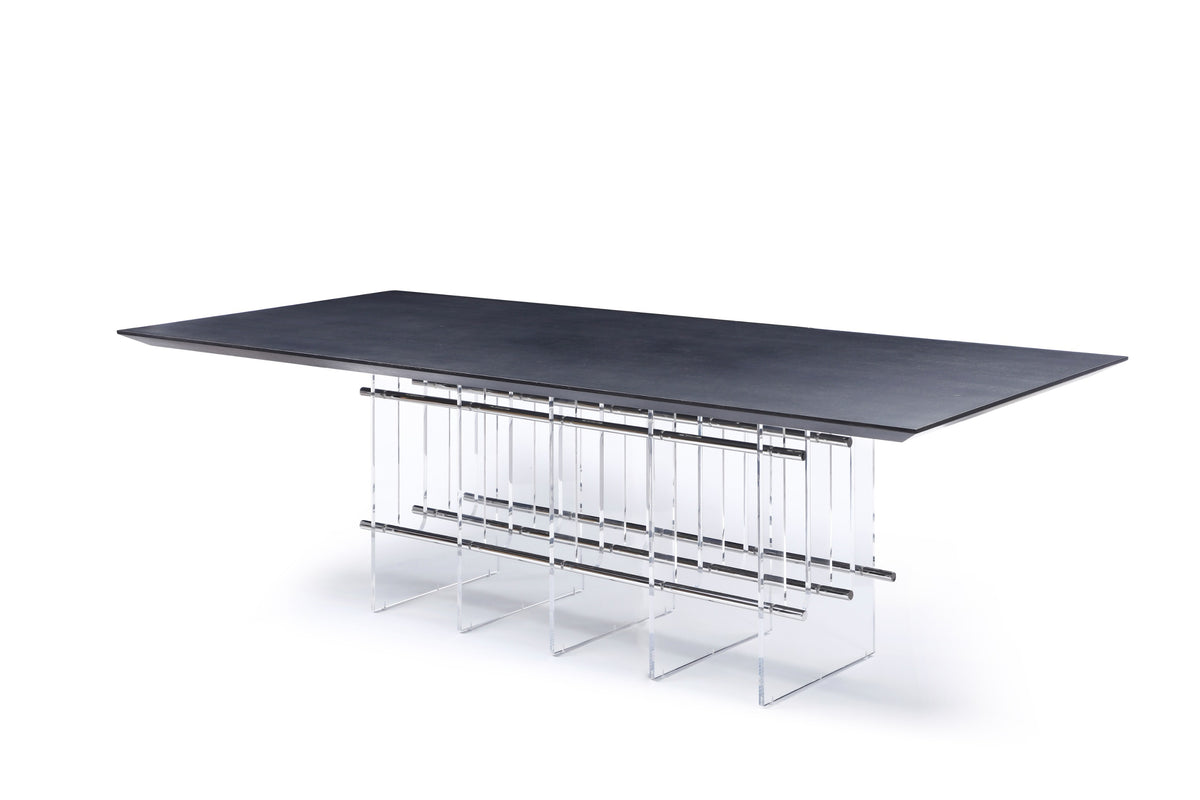Inverness - Contemporary Black Oak + Acrylic Dining Table - View 2