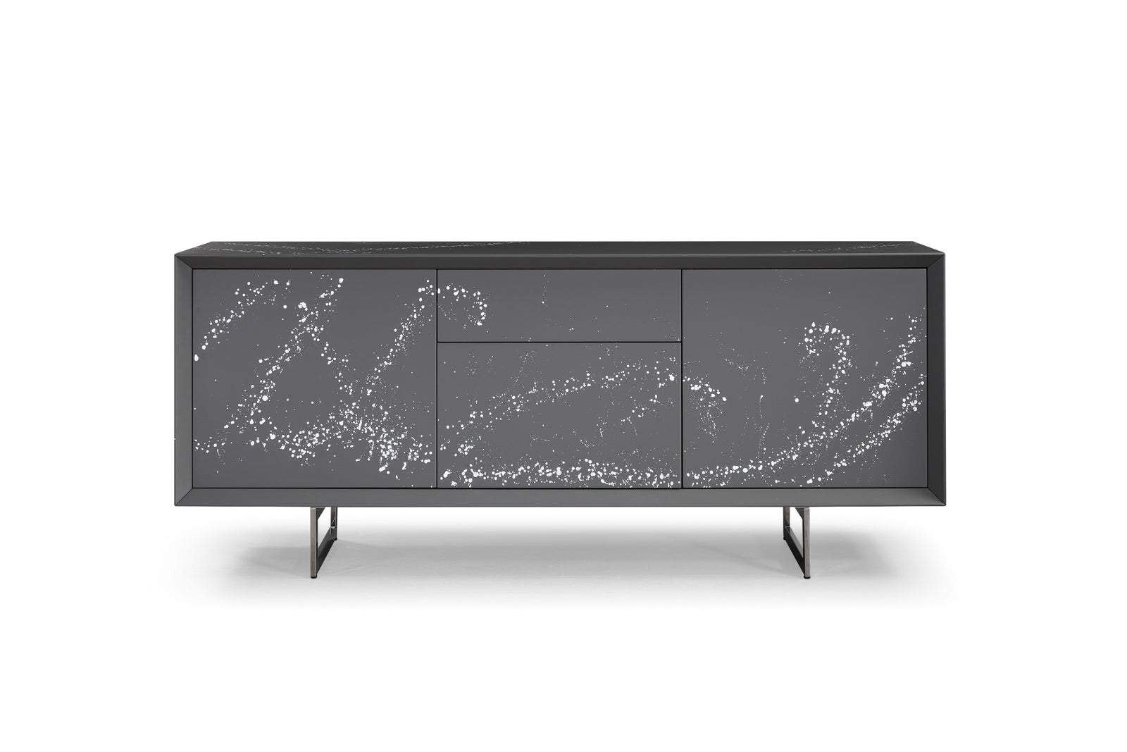 Hawick - Contemporary Dark Grey  Abstract White Paint Buffet