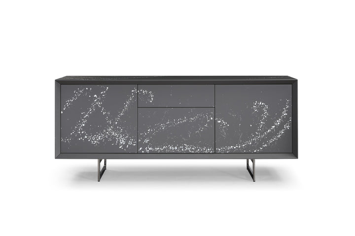 Hawick - Contemporary Dark Grey  Abstract White Paint Buffet