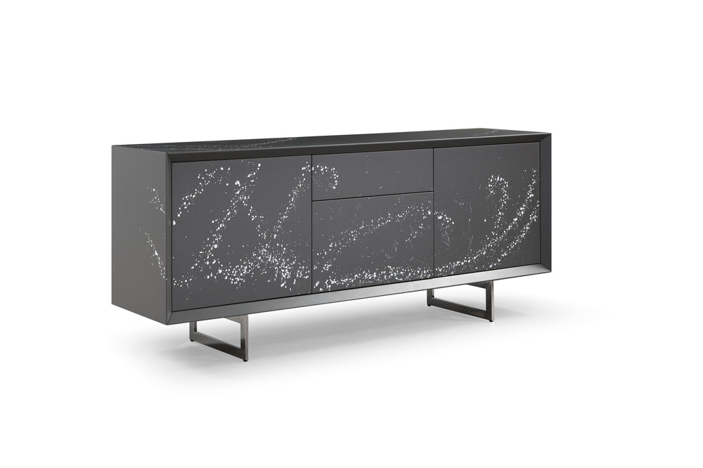 Hawick - Contemporary Dark Grey + Abstract White Paint Buffet - View 2