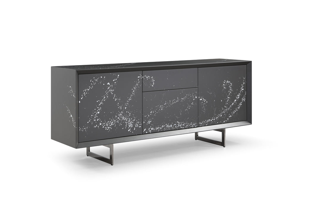 Hawick - Contemporary Dark Grey + Abstract White Paint Buffet
