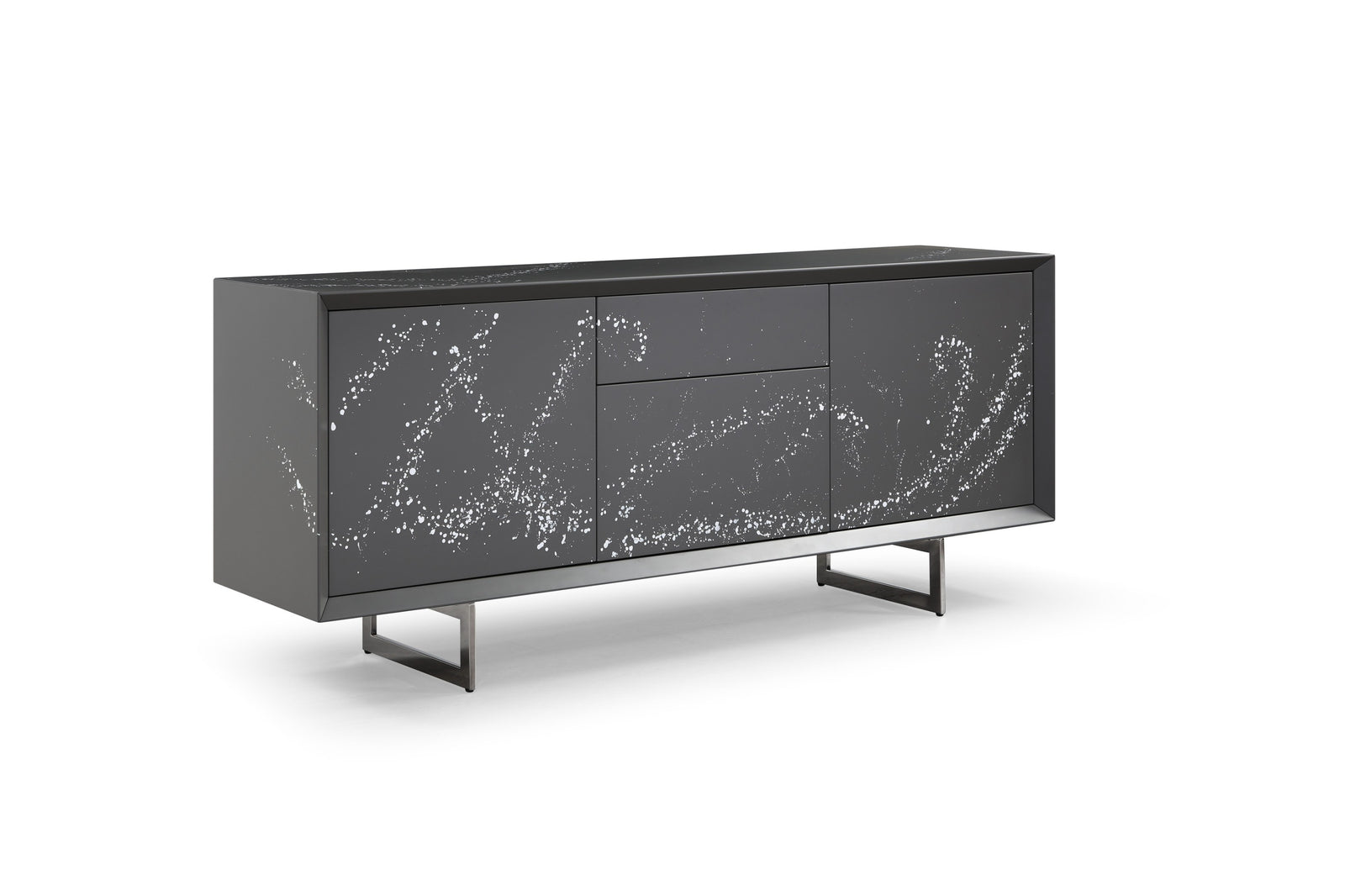 Hawick - Contemporary Dark Grey  Abstract White Paint Buffet