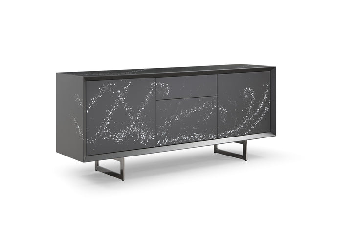 Hawick - Contemporary Dark Grey  Abstract White Paint Buffet