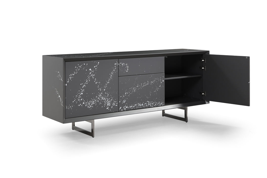 Hawick - Contemporary Dark Grey  Abstract White Paint Buffet