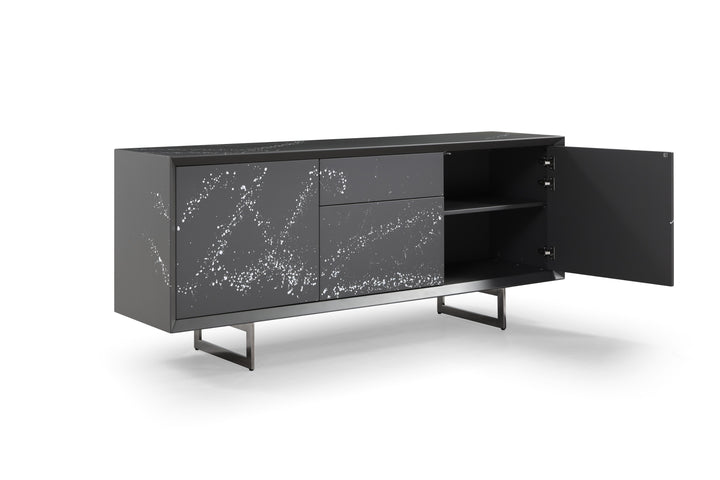 Hawick - Contemporary Dark Grey  Abstract White Paint Buffet
