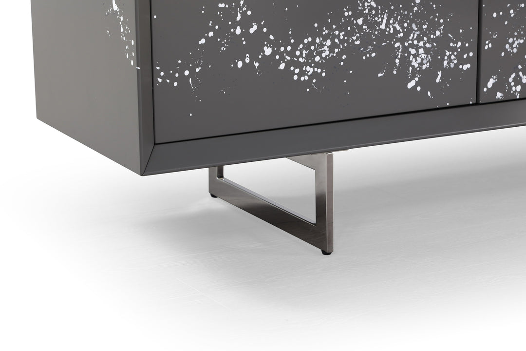 Hawick - Contemporary Dark Grey  Abstract White Paint Buffet