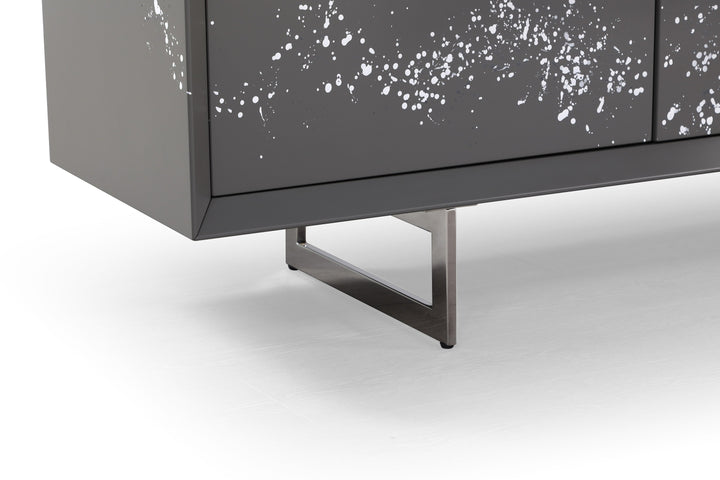 Hawick - Contemporary Dark Grey  Abstract White Paint Buffet