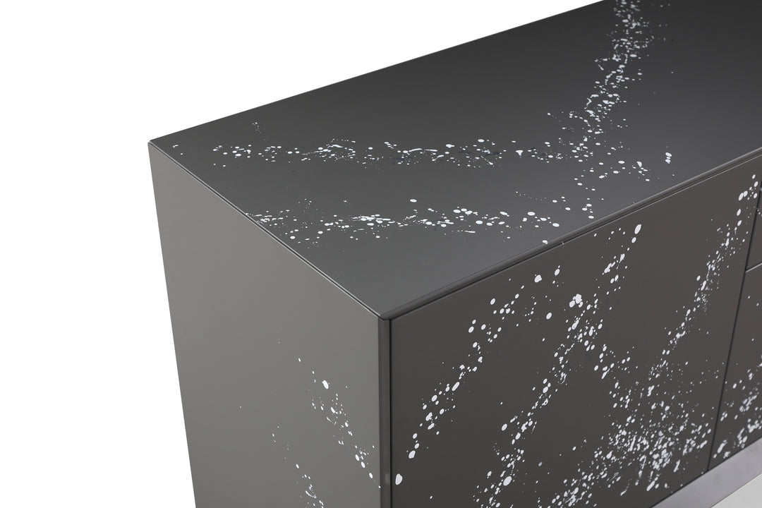 Hawick - Contemporary Dark Grey + Abstract White Paint Buffet