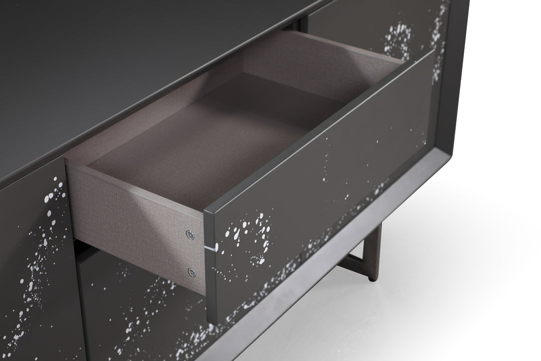 Hawick - Contemporary Dark Grey  Abstract White Paint Buffet
