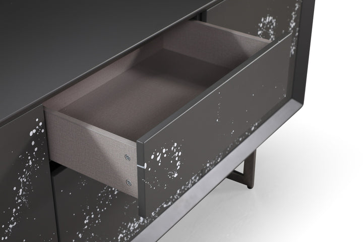 Hawick - Contemporary Dark Grey  Abstract White Paint Buffet