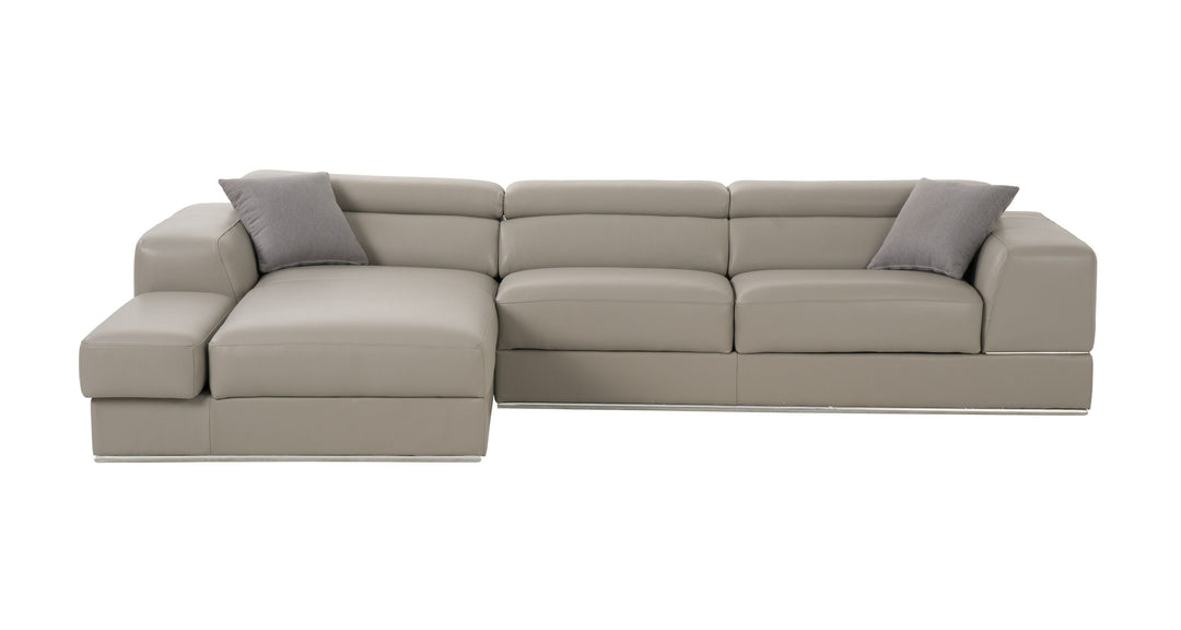 Pella Mini - Modern Grey Italian Leather Left Facing Sectional Sofa