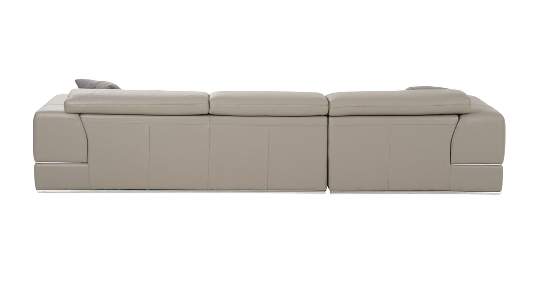 Pella Mini - Modern Grey Italian Leather Left Facing Sectional Sofa