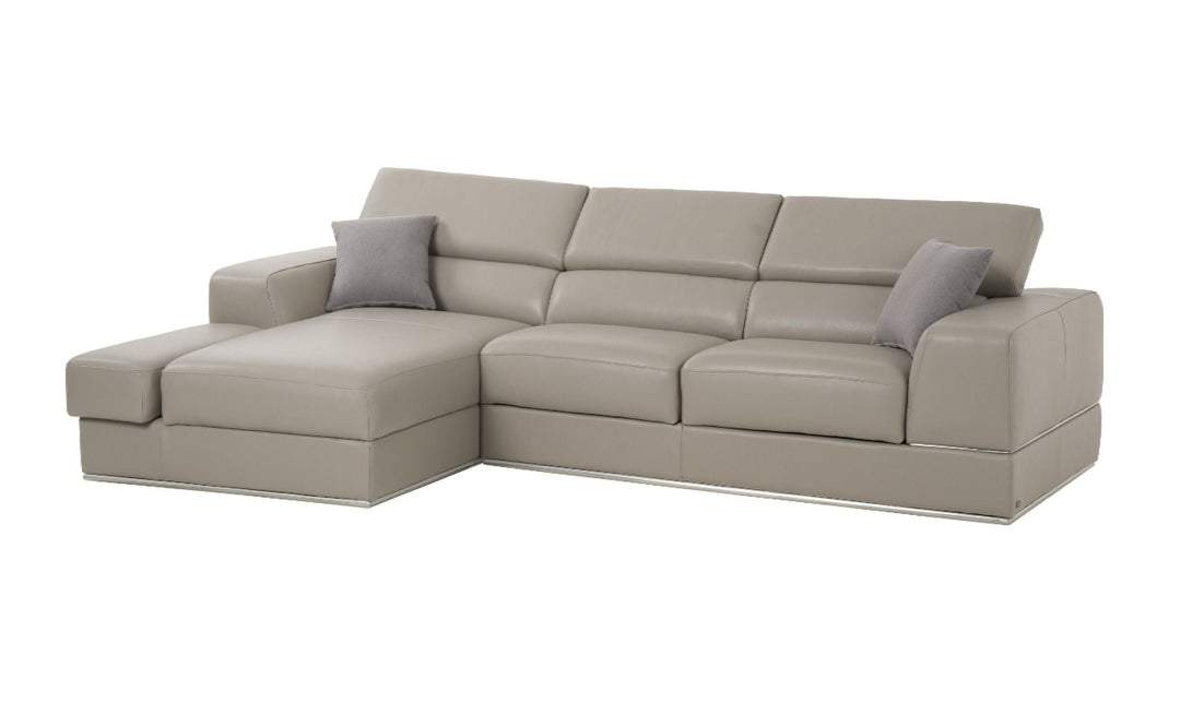 Pella Mini - Modern Grey Italian Leather Left Facing Sectional Sofa