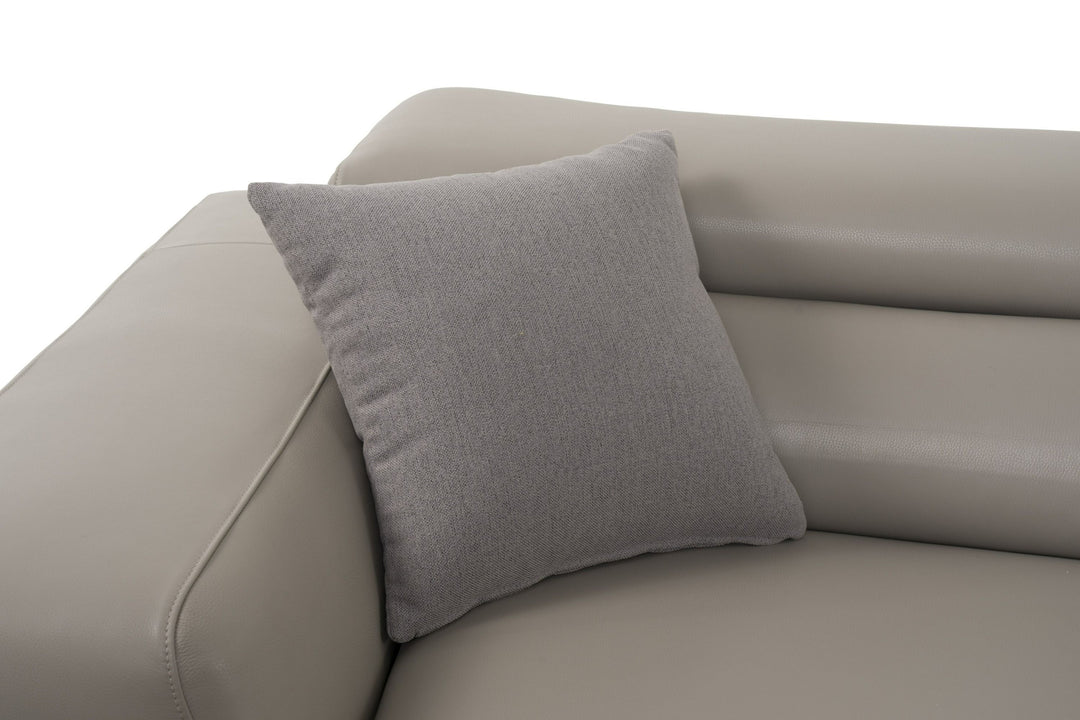 Pella Mini - Modern Grey Italian Leather Left Facing Sectional Sofa