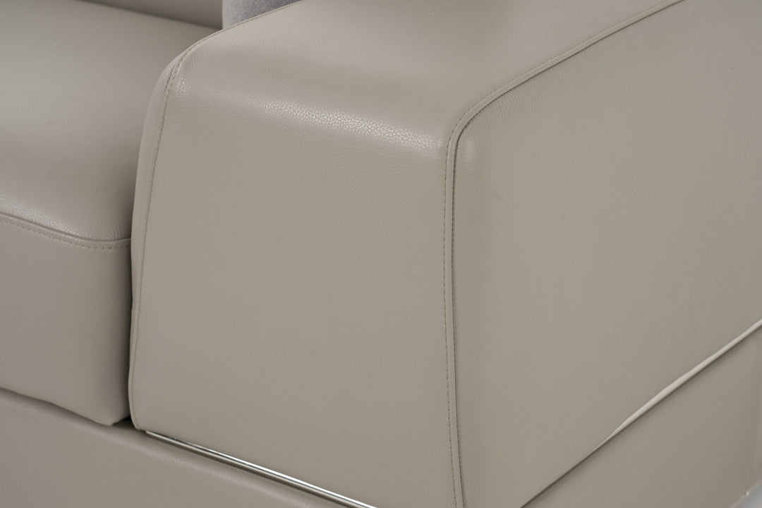 Pella Mini - Modern Grey Italian Leather Left Facing Sectional Sofa