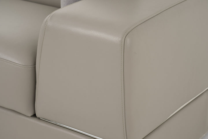 Pella Mini - Modern Grey Italian Leather Left Facing Sectional Sofa