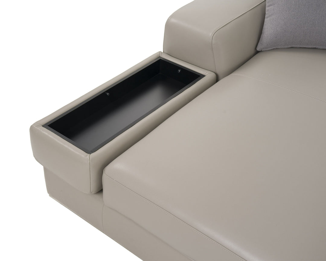 Pella Mini - Modern Grey Italian Leather Left Facing Sectional Sofa