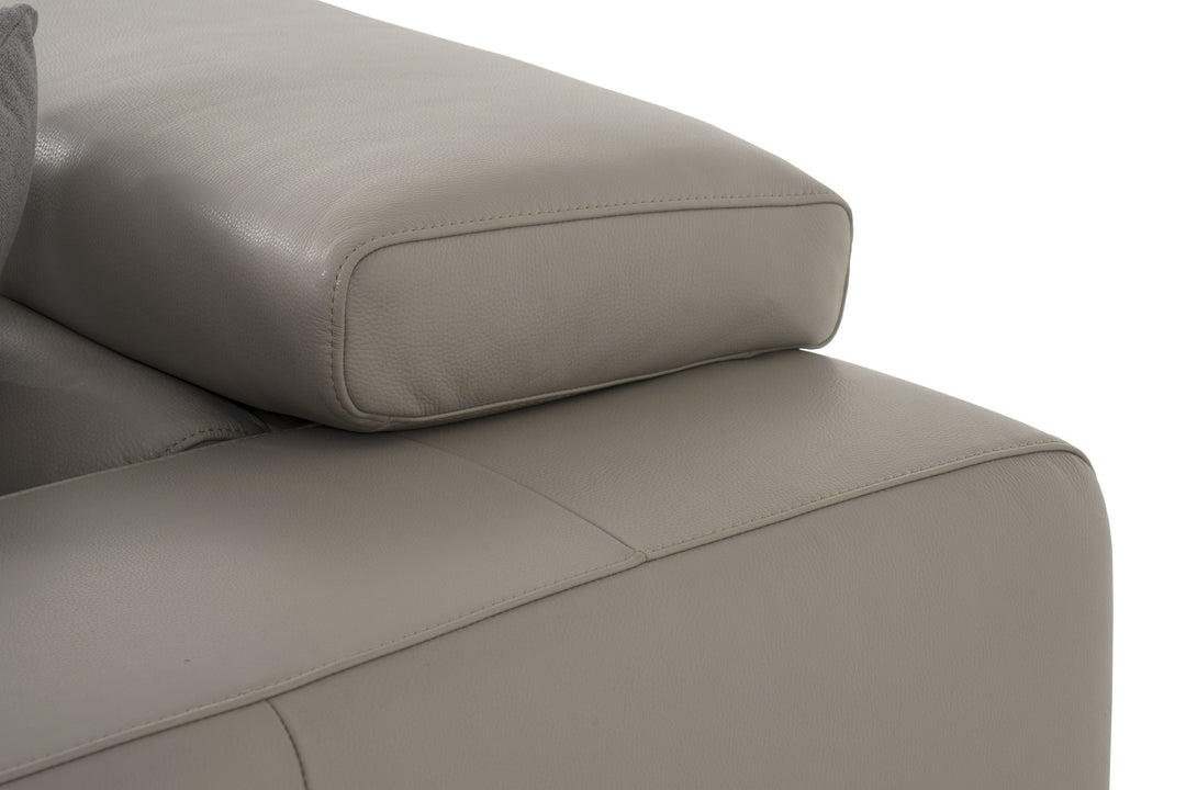 Pella Mini - Modern Grey Italian Leather Left Facing Sectional Sofa