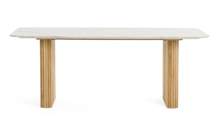 Cambridge White Marble &amp; Mango Rectangular Dining Table
