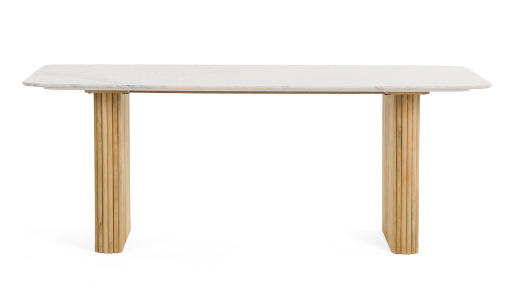 Cambridge White Marble & Mango Rectangular Dining Table - View 7