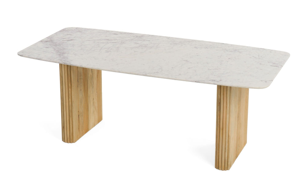 Cambridge White Marble & Mango Rectangular Dining Table - View 8