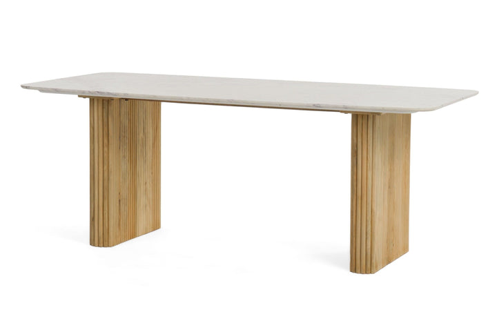 Cambridge White Marble &amp; Mango Rectangular Dining Table