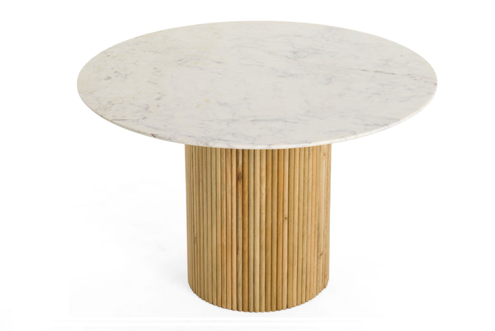 Cambridge White Marble &amp; Mango Round Dining Table