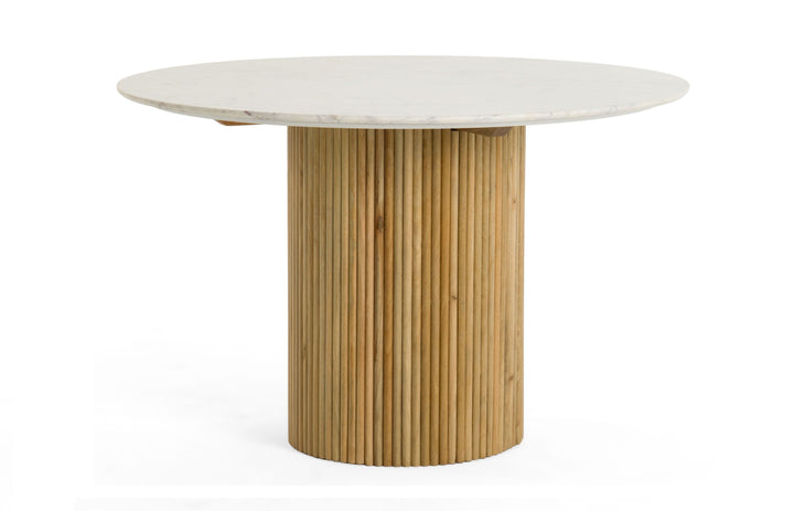 Cambridge White Marble &amp; Mango Round Dining Table