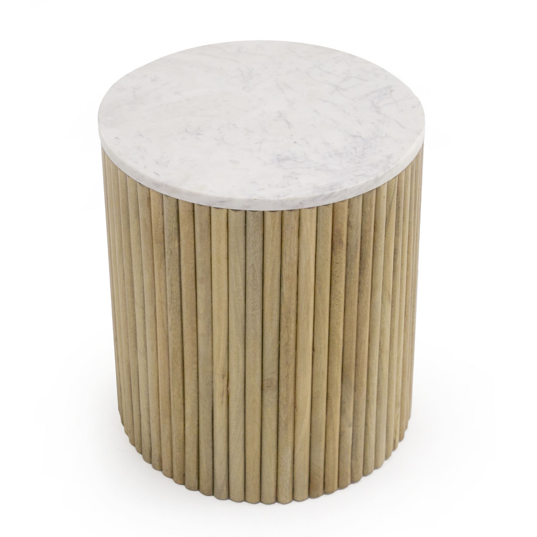 Cambridge White Marble & Mango Round End Table