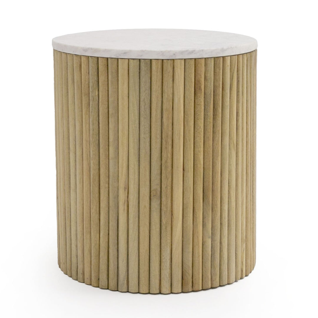 Cambridge White Marble & Mango Round End Table