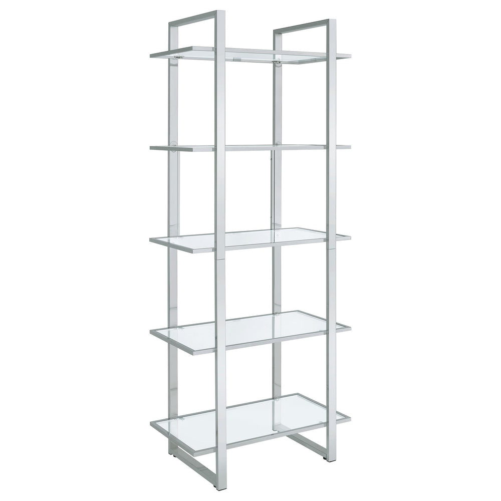 Coaster Furniture 805538 Hartford 79-inch 5-shelf Glass Bookshelf Chrome