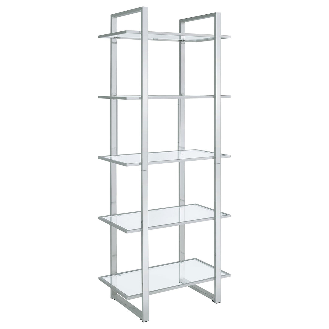 Coaster Furniture 805538 Hartford 79-inch 5-shelf Glass Bookshelf Chrome