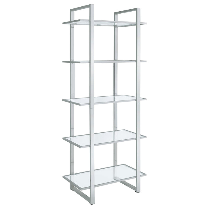 Coaster Furniture 805538 Hartford 79-inch 5-shelf Glass Bookshelf Chrome