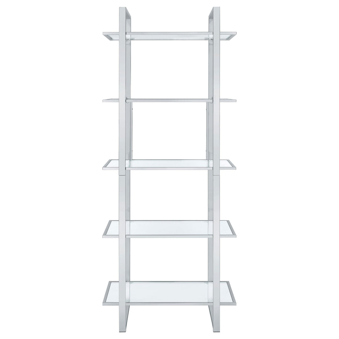 Coaster Furniture 805538 Hartford 79-inch 5-shelf Glass Bookshelf Chrome