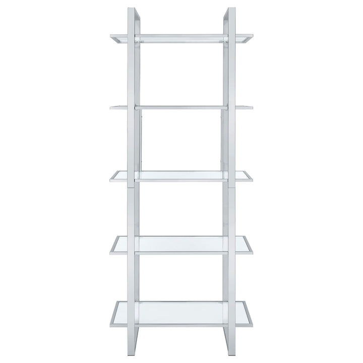 Coaster Furniture 805538 Hartford 79-inch 5-shelf Glass Bookshelf Chrome