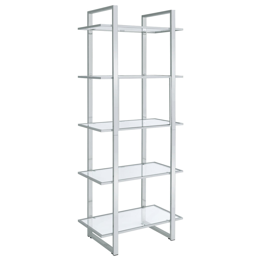 Coaster Furniture 805538 Hartford 79-inch 5-shelf Glass Bookshelf Chrome