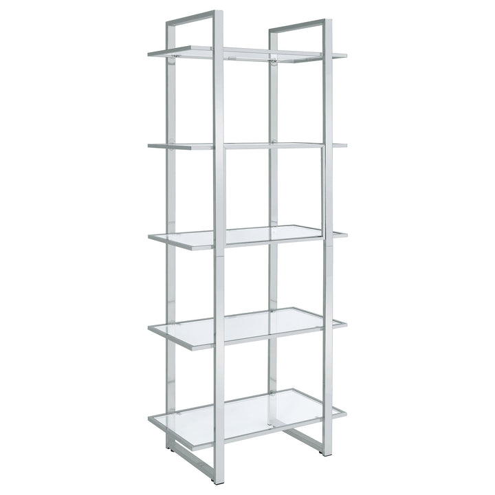 Coaster Furniture 805538 Hartford 79-inch 5-shelf Glass Bookshelf Chrome