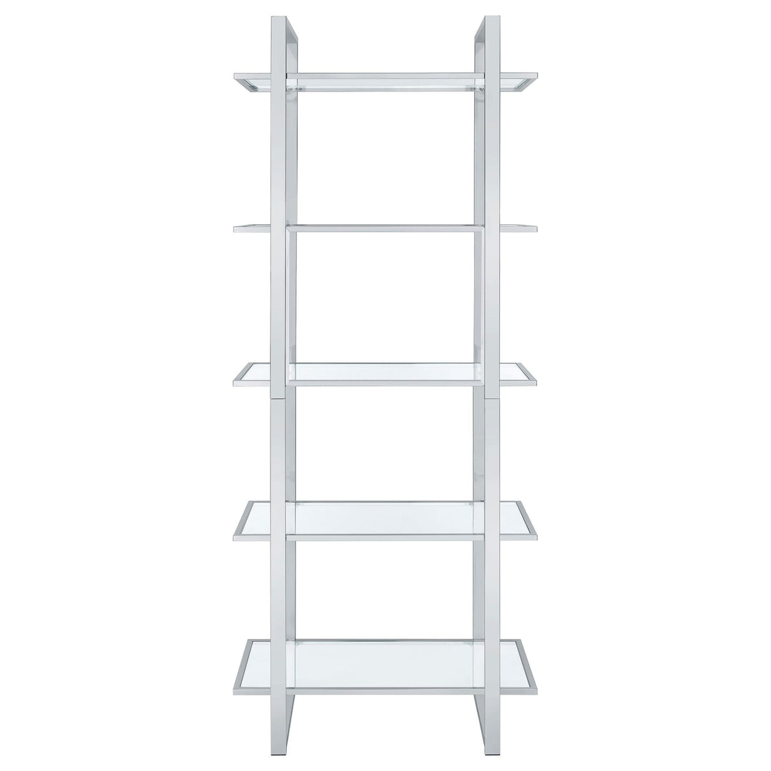 Coaster Furniture 805538 Hartford 79-inch 5-shelf Glass Bookshelf Chrome