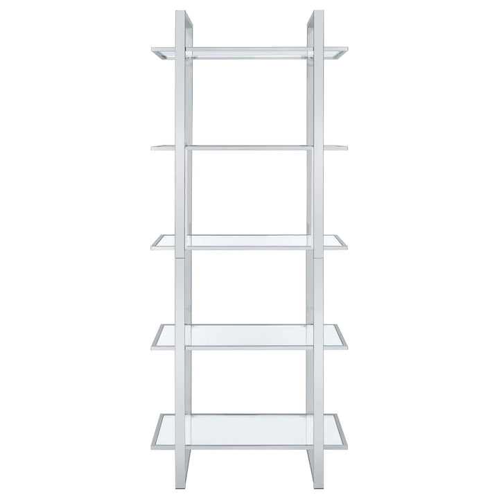 Coaster Furniture 805538 Hartford 79-inch 5-shelf Glass Bookshelf Chrome